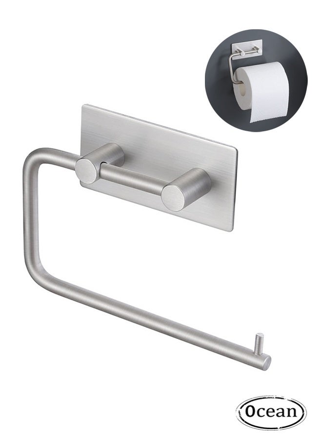 Self Adhesive Toilet Paper Holder, Stainless Steel Tissue Roll Paper Hook, Towel Hanger Rack, Napkin Holder Towel Hanger for Bathroom, Grey - Image 1